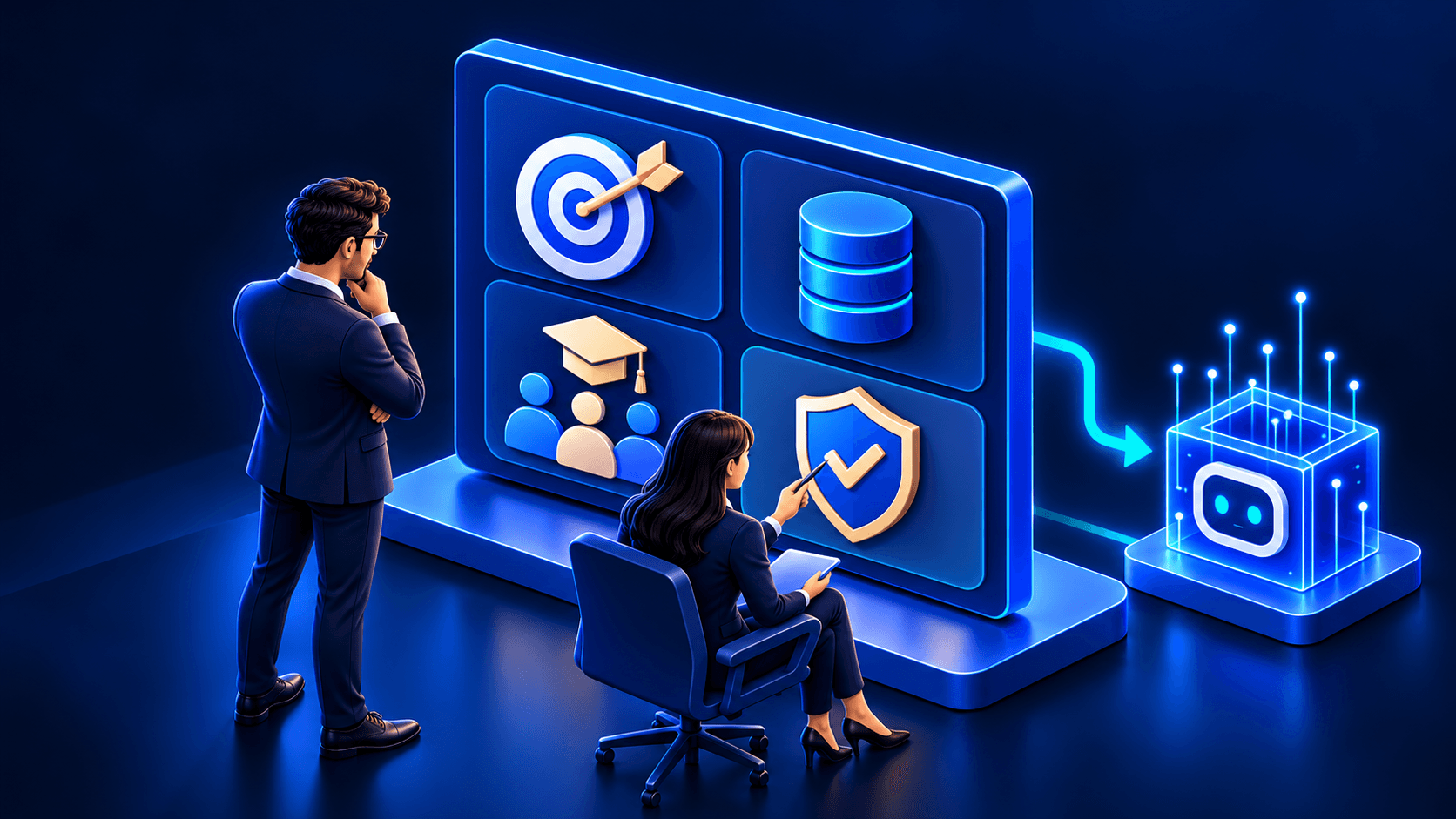 Business and technical professionals assess strategy, data, skills and governance before selecting an AI implementation.