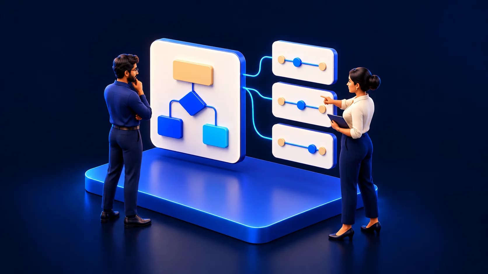 A developer and product owner compare a business-rule card with boundary-test cases.